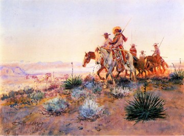  charles Pintura - Cazadores de búfalos mexicanos indios vaqueros americanos occidentales Charles Marion Russell